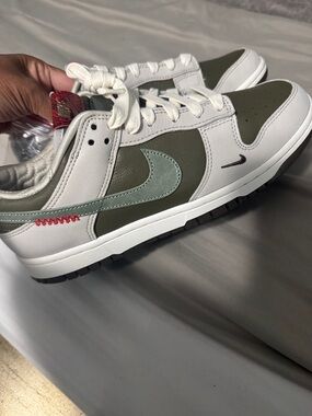 Nike Dunk Low Olive Green, White & Maroon Accents